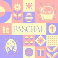 Pascua de Resurrección jubiloso sin costura modelo en escandinavo estilo tarjeta postal con retro limpiar concepto diseño vector