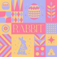 Christ Easter seamless pattern in scandinavian style postcard with Retro clean concept design vector