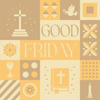 Good Friday seamless pattern in scandinavian style postcard with Retro clean concept design vector