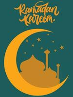 Ramadan Kareem text and ornamental illustration festival card design vector