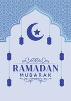 Ramadan Mubarak text and Arabic background illustration design vector