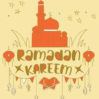Ramadán kareem texto y ornamental ilustración festival tarjeta diseño vector