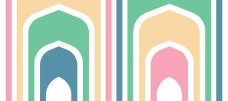 pastel colorful curves mosque ramadan design background vector