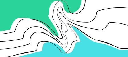 green pastel flowing waves with lines design background vector