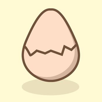 Cartoon Broken Egg in flat design with shadow . vector