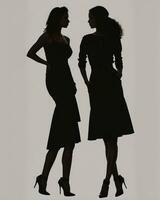 AI generated Silhouette of three women in black and white dresses, studio shot. ai generative photo