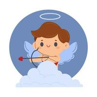 A cute cupid with a bow and arrow. The concept of Valentine's day, wedding. Vector illustration