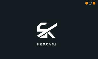 sk alfabeto letras iniciales monograma logo ks, s y k vector