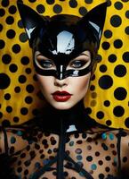 AI generated Fashion shot of a beautiful woman in a carnival mask. ai generative. ai generative photo
