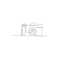 Camera continuous one line art outline drawing isolated on white background vector and illustration