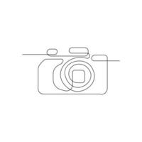 Camera continuous one line art outline drawing isolated on white background vector and illustration