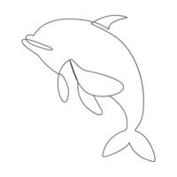 Dolphin jumping continuous single line art drawing on white background pro vector illustration