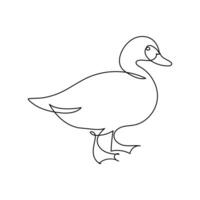 Pato continuo uno línea Arte contorno muy sencillo dibujo vector gráficos minimalista ilustración