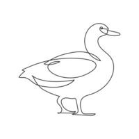 Duck continuous one line art outline very simple drawing vector graphics minimalistic illustration