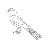 Crow bird continuous single line art outline drawing of minimalism Vector illustration design on white background