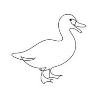 Duck continuous one line art outline very simple drawing vector graphics minimalistic illustration