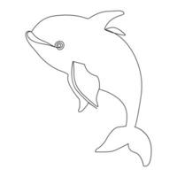 Dolphin jumping continuous single line art drawing on white background pro vector illustration