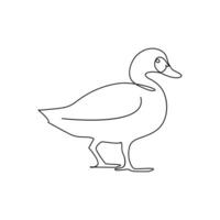 Duck continuous one line art outline very simple drawing vector graphics minimalistic illustration