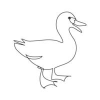 Duck continuous one line art outline very simple drawing vector graphics minimalistic illustration