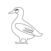 Duck continuous one line art outline very simple drawing vector graphics minimalistic illustration