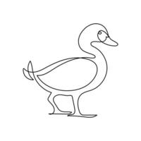 Pato continuo uno línea Arte contorno muy sencillo dibujo vector gráficos minimalista ilustración