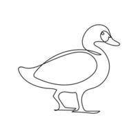 Pato continuo uno línea Arte contorno muy sencillo dibujo vector gráficos minimalista ilustración