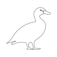 Duck continuous one line art outline very simple drawing vector graphics minimalistic illustration