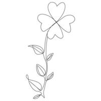 Vector flower in one line art drawing isolated on white background minimalist