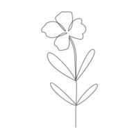 Vector flower in one line art drawing isolated on white background minimalist