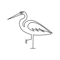 Flamingo and heron bird continuous one line art outline simple vector drawing and illustration