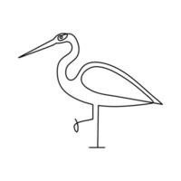 Flamingo and heron bird continuous one line art outline simple vector drawing and illustration