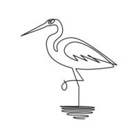 Flamingo and heron bird continuous one line art outline simple vector drawing and illustration