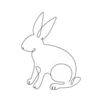 Rabbit animal one line drawing art outline pro vector illustration and minimalistic