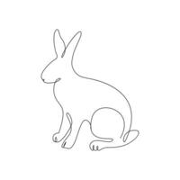 Rabbit animal one line drawing art outline pro vector illustration and minimalistic