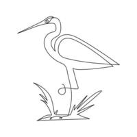 Flamingo and heron bird continuous one line art outline simple vector drawing and illustration