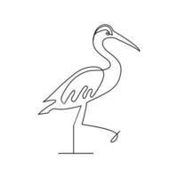 Flamingo and heron bird continuous one line art outline simple vector drawing and illustration