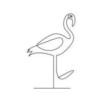 Flamingo and heron bird continuous one line art outline simple vector drawing and illustration