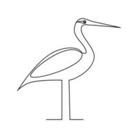 Flamingo and heron bird continuous one line art outline simple vector drawing and illustration