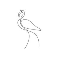 Flamingo and heron bird continuous one line art outline simple vector drawing and illustration