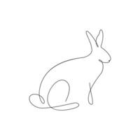 Rabbit animal one line drawing art outline pro vector illustration and minimalistic