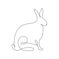 Rabbit animal one line drawing art outline pro vector illustration and minimalistic