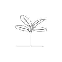 Vector growth tree continuous single line simple drawing art illustration vector image and minimalist