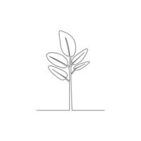 Vector growth tree continuous single line simple drawing art illustration vector image and minimalist