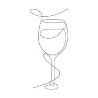 vector continuo uno línea dibujo de vino vaso mejor utilizar para logotipo, cartel, pancarta y antecedentes