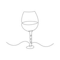 Vector continuous one line drawing of wine glass best use for logo,poster,banner and background