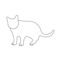 Cat continuous one line art outline Vector illustration simple animal drawing