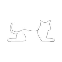 Cat continuous one line art outline Vector illustration simple animal drawing