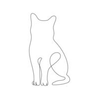 Cat continuous one line art outline Vector illustration simple animal drawing