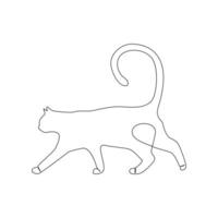 Cat continuous one line art outline Vector illustration simple animal drawing