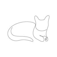 Cat continuous one line art outline Vector illustration simple animal drawing